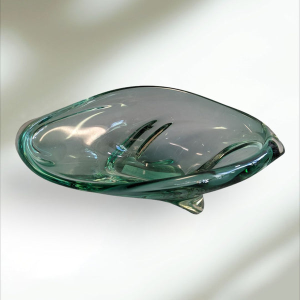 Vintage Art Glass Green Candy Dish