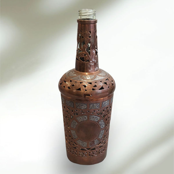 Gorgeous and Rare Antique Indian Copper and Silver Spirt Bottle Cover