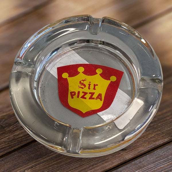 Vintage Ashtray Advertising Clear Glass "Sir Pizza"