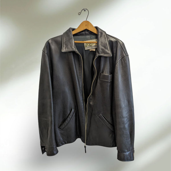 Roots Black Leather Jacket XL
