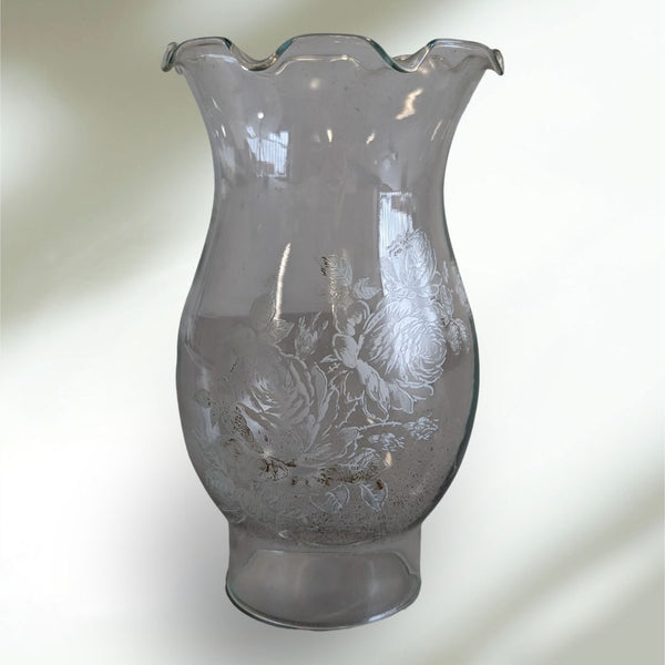 Vintage Indiana Glass Hurricane Rose Design Candle Shade