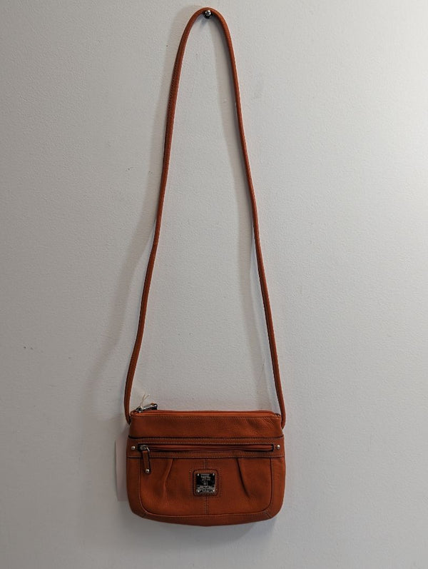 Tignanello Leather Shoulder Bag Orange w/Pockets