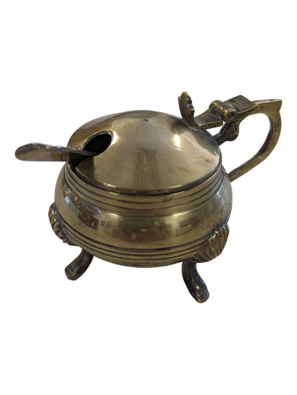 Antique Silver Plate Brass Spice Jar