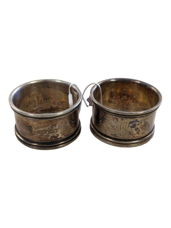 Antique Silver - Pair Etched Napkin Rings