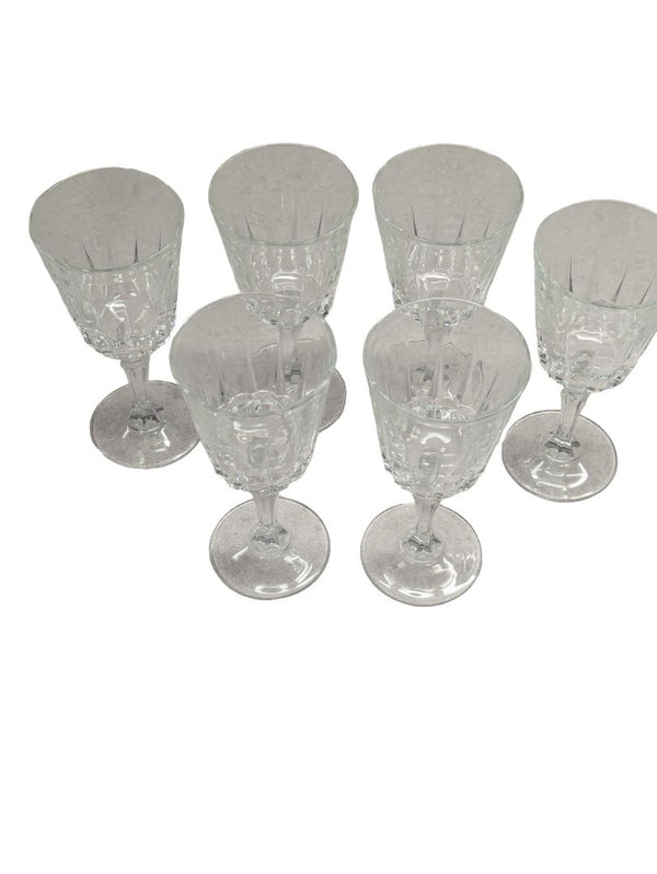 Six Cut Glass Wine Glasses