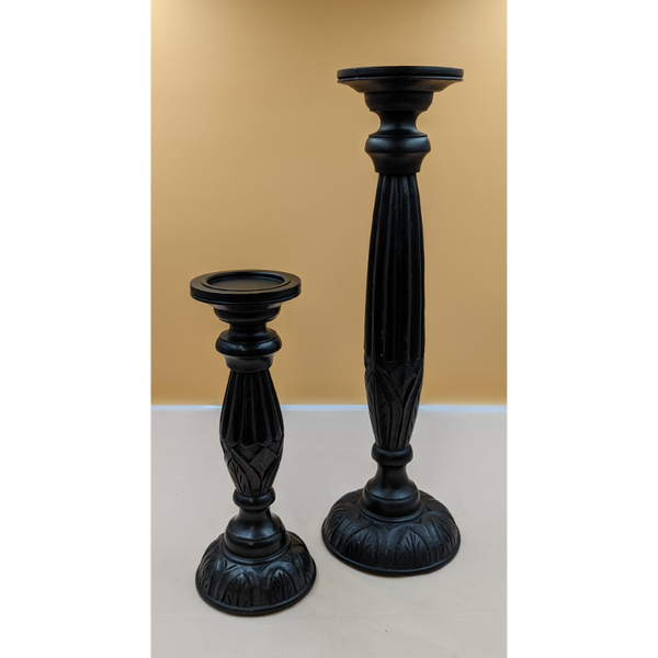 Set of 2 Wooden Candle Holders Furniture & Home Decor KW Consignment Inc. 90.00