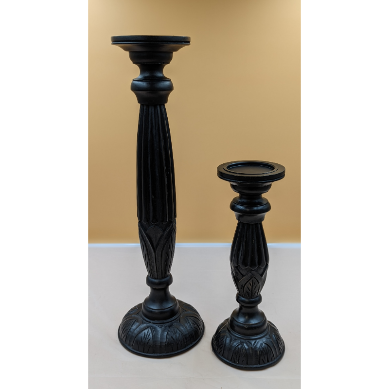 Set of 2 Wooden Candle Holders Furniture & Home Decor KW Consignment Inc. 90.00