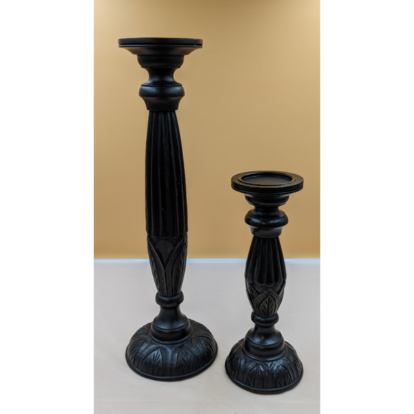 Set of 2 Wooden Candle Holders Furniture & Home Decor KW Consignment Inc. 90.00