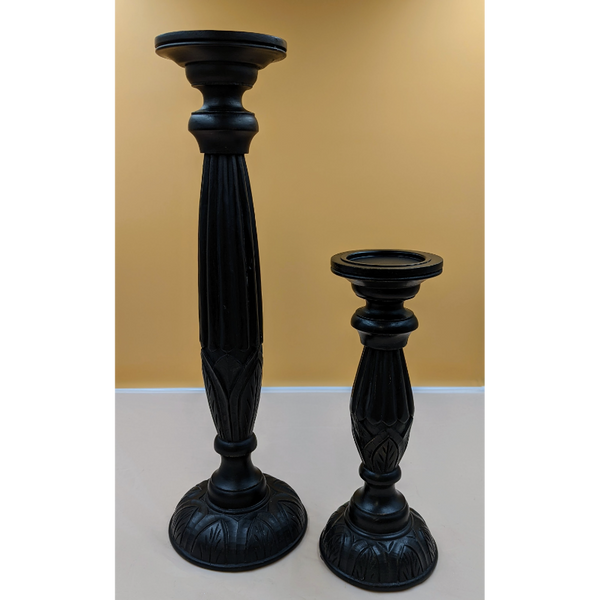 Set of 2 Wooden Candle Holders Furniture & Home Decor KW Consignment Inc. 90.00