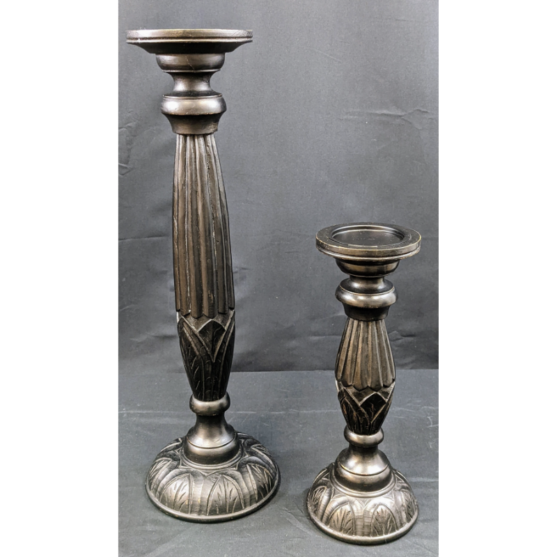 Set of 2 Wooden Candle Holders Furniture & Home Decor KW Consignment Inc. 90.00