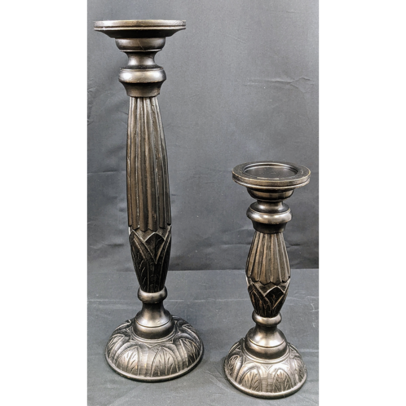 Set of 2 Wooden Candle Holders Furniture & Home Decor KW Consignment Inc. 90.00