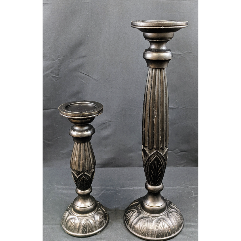 Set of 2 Wooden Candle Holders Furniture & Home Decor KW Consignment Inc. 90.00
