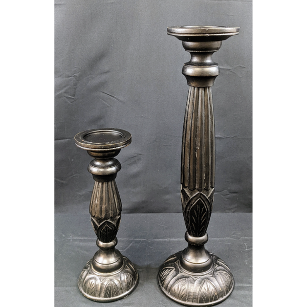 Set of 2 Wooden Candle Holders Furniture & Home Decor KW Consignment Inc. 90.00