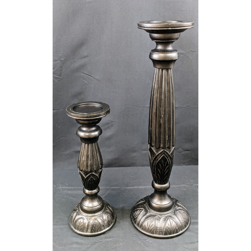 Set of 2 Wooden Candle Holders Furniture & Home Decor KW Consignment Inc. 90.00