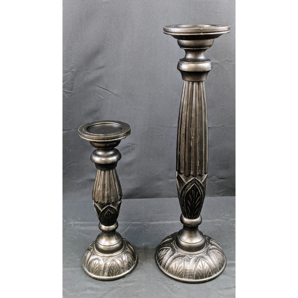 Set of 2 Wooden Candle Holders Furniture & Home Decor KW Consignment Inc. 90.00