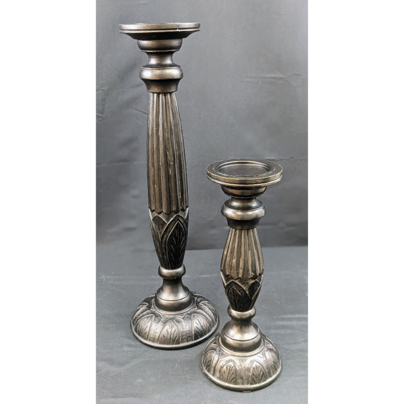 Set of 2 Wooden Candle Holders Furniture & Home Decor KW Consignment Inc. 90.00