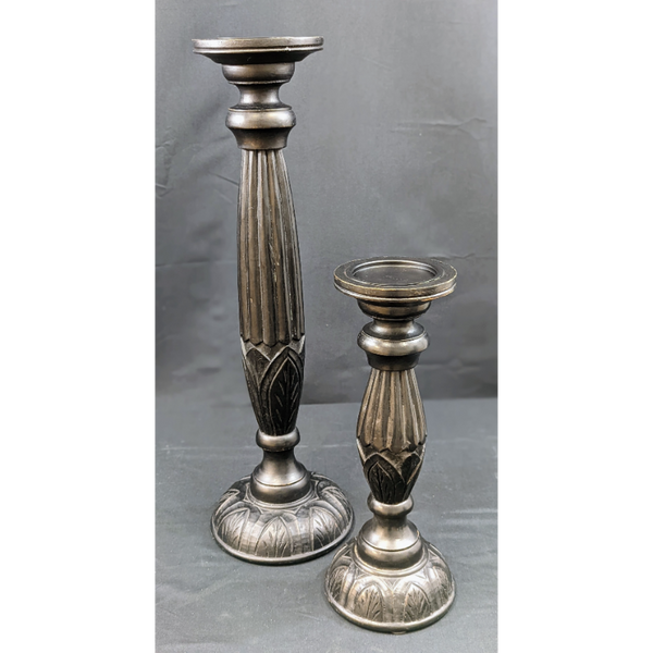 Set of 2 Wooden Candle Holders Furniture & Home Decor KW Consignment Inc. 90.00