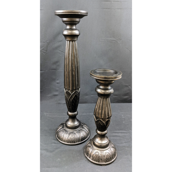 Set of 2 Wooden Candle Holders Furniture & Home Decor KW Consignment Inc. 90.00