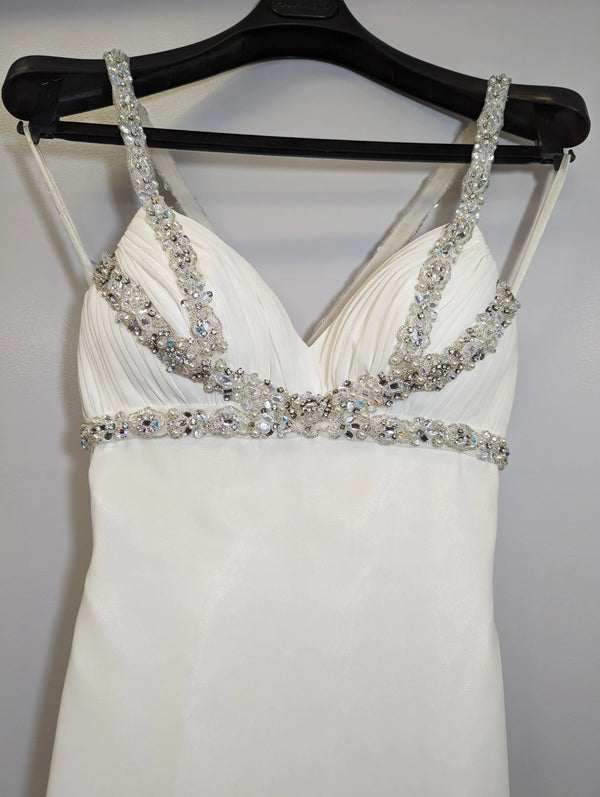 White Madeline Gardner Sequined Wedding Dress, Small (US 4) Dresses KW Consignment Inc.