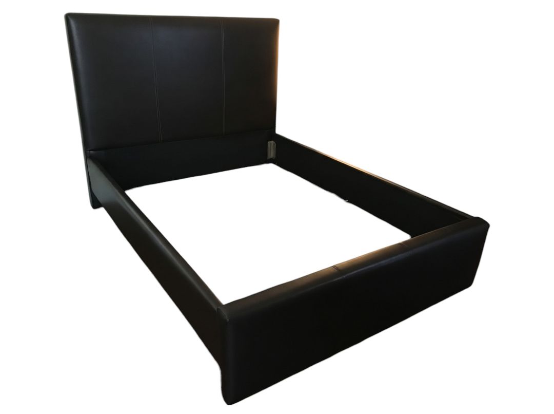 Queen Black Faux Leather Upholstered Bed Frame with Headboard