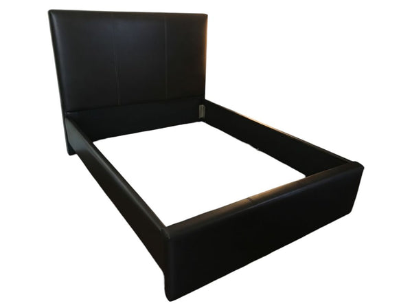 Queen Black Faux Leather Upholstered Bed Frame with Headboard
