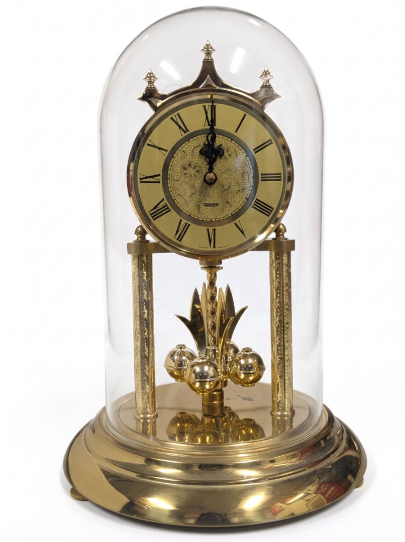 Vintage Gruen Anniversary Clock – Glass Dome Quartz Mantel Clock