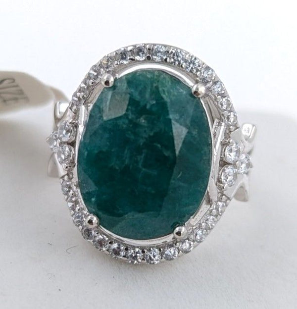$14,143 Appraisal - 6 ct Cert. Silver Emerald gemstone Ring