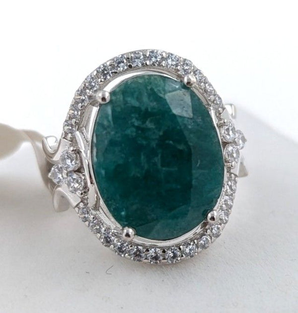 $14,143 Appraisal - 6 ct Cert. Silver Emerald gemstone Ring