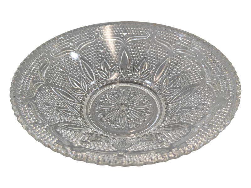 Vintage Glass Floral Pattern Serving Bowl KW Consignment Inc.