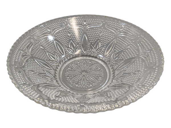 Vintage Glass Floral Pattern Serving Bowl KW Consignment Inc.