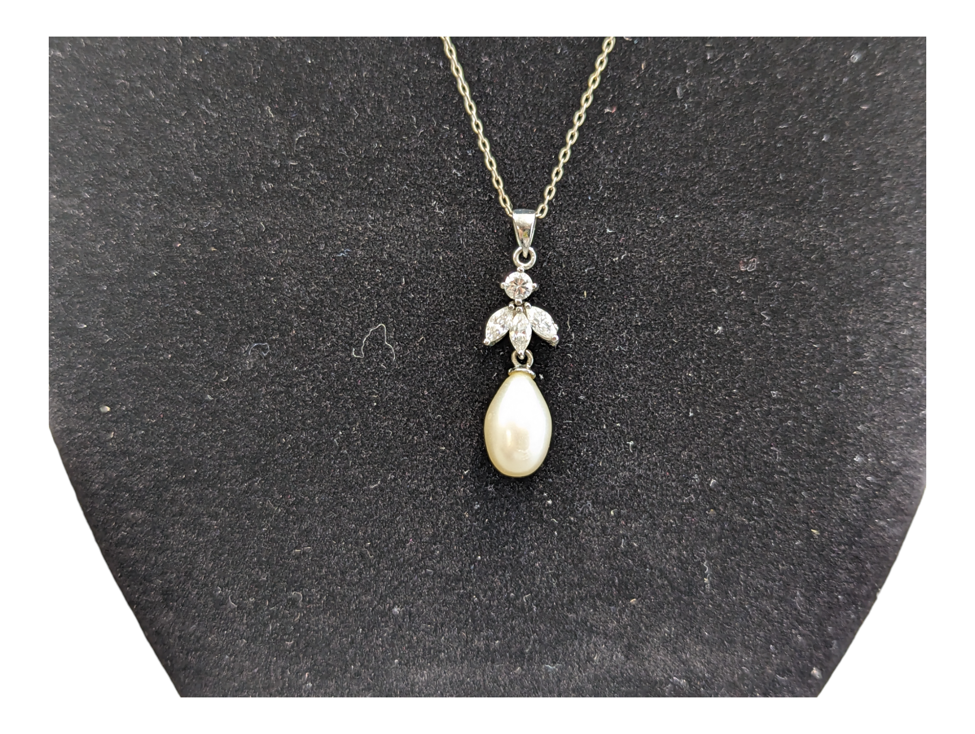 Cultured Pearl Drop Sterling Silver Necklace