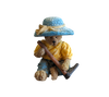 Teddy Bear wearing blue hat & Garden Hoe