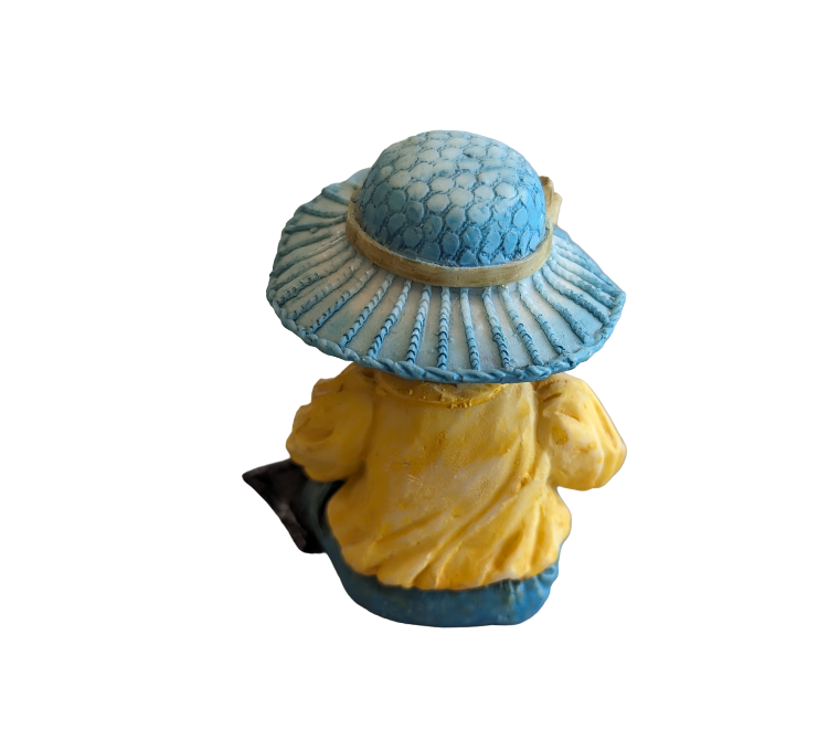 Teddy Bear wearing blue hat & Garden Hoe