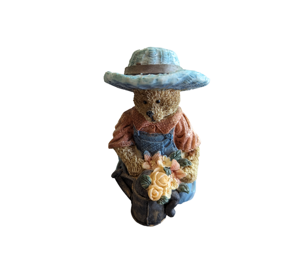 Teddy Bear in Blue hat with Flowers