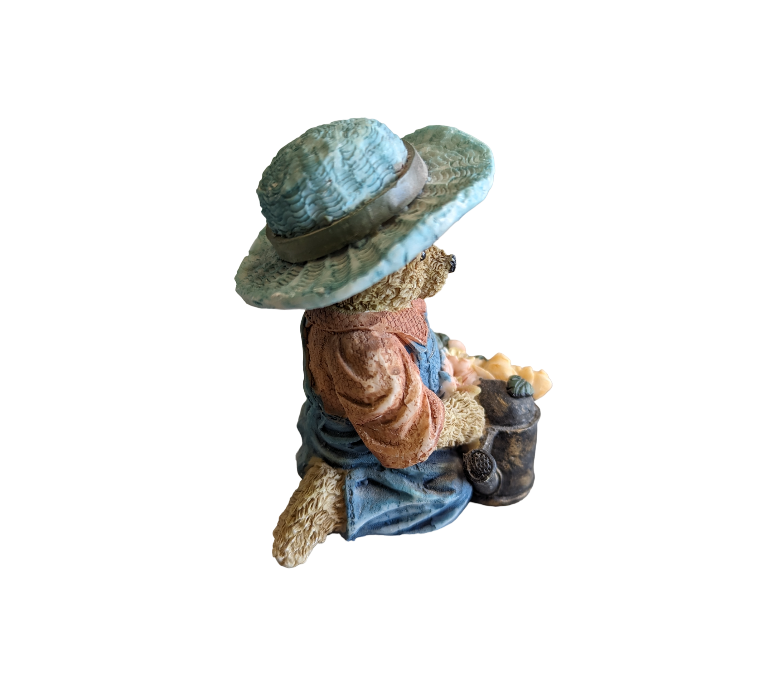 Teddy Bear in Blue hat with Flowers