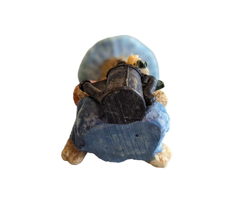 Teddy Bear in Blue hat with Flowers