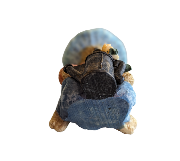 Teddy Bear in Blue hat with Flowers