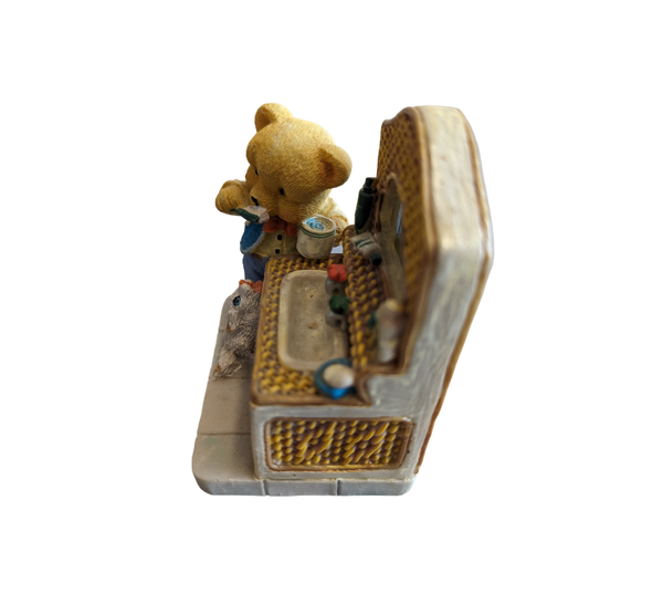Teddy Bear Brushing teeth in Mirror
