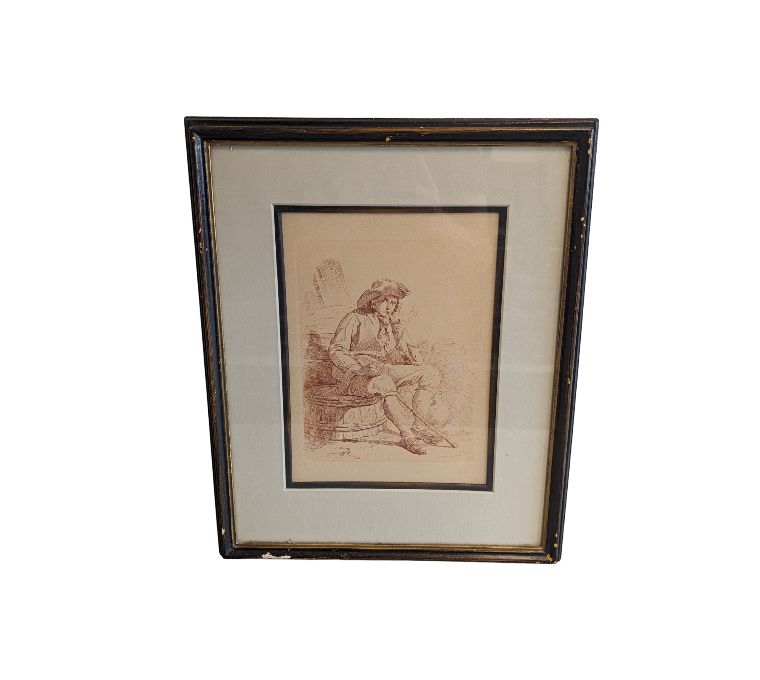 Framed Drawing of a Smoking Man
