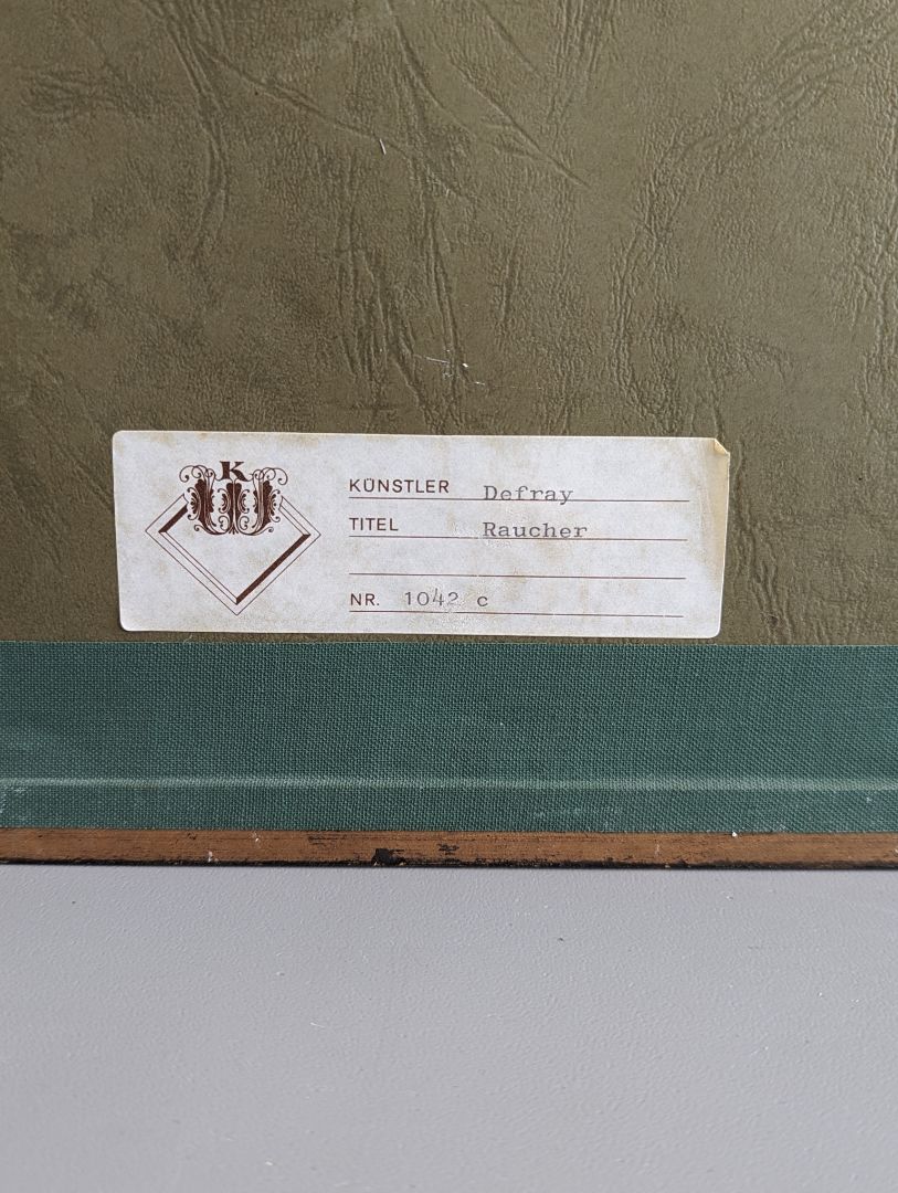 Framed Drawing of a Smoking Man
