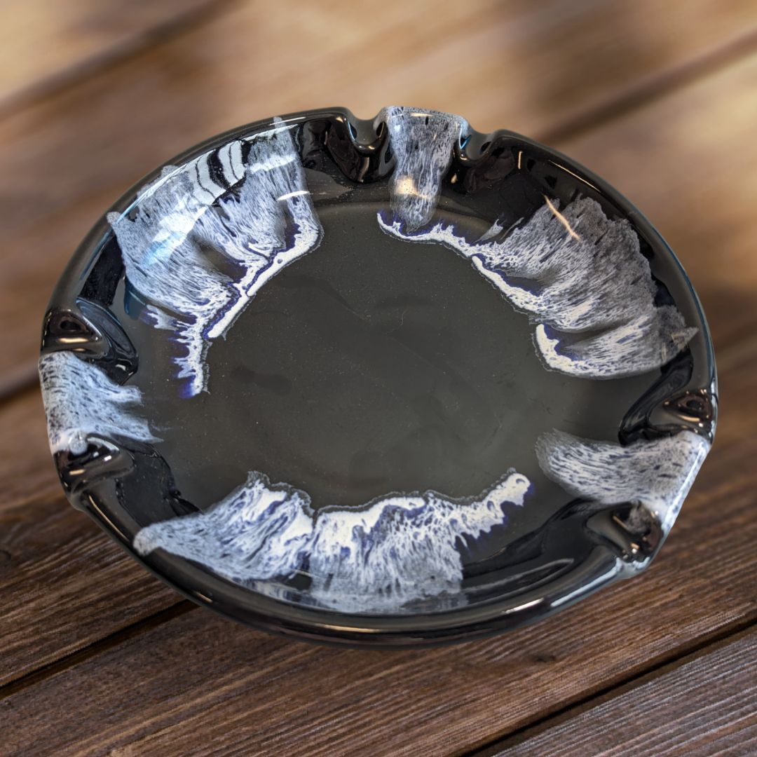 Blue Mountain Pottery Blue Ocean Swirl Ashtray
