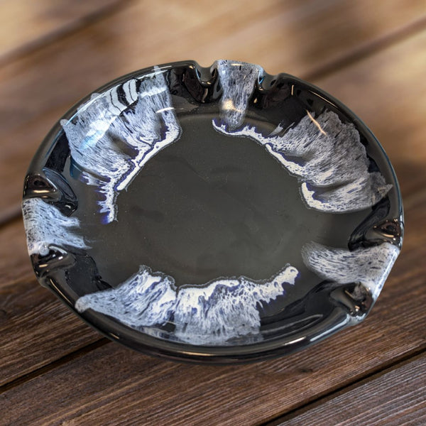 Blue Mountain Pottery Blue Ocean Swirl Ashtray