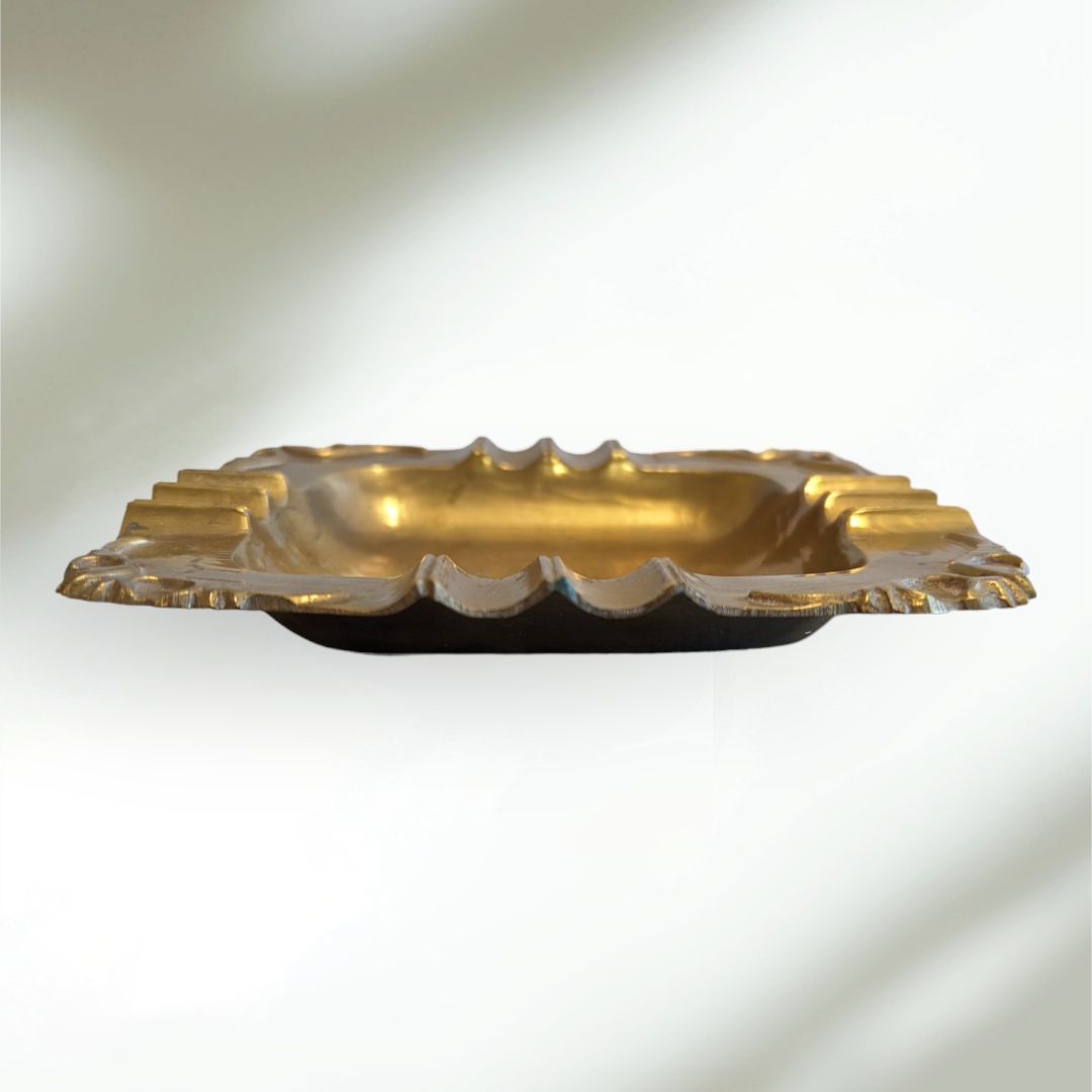 Vintage Solid Brass Square Ashtray