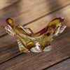 Vintage Italian Art Glass Mid Century Amber Red Candy Dish
