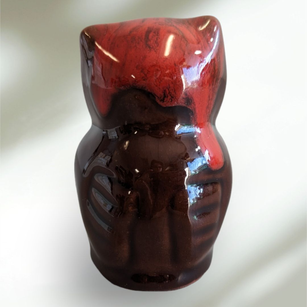 Beautiful Drip Glaze Pottery Owl