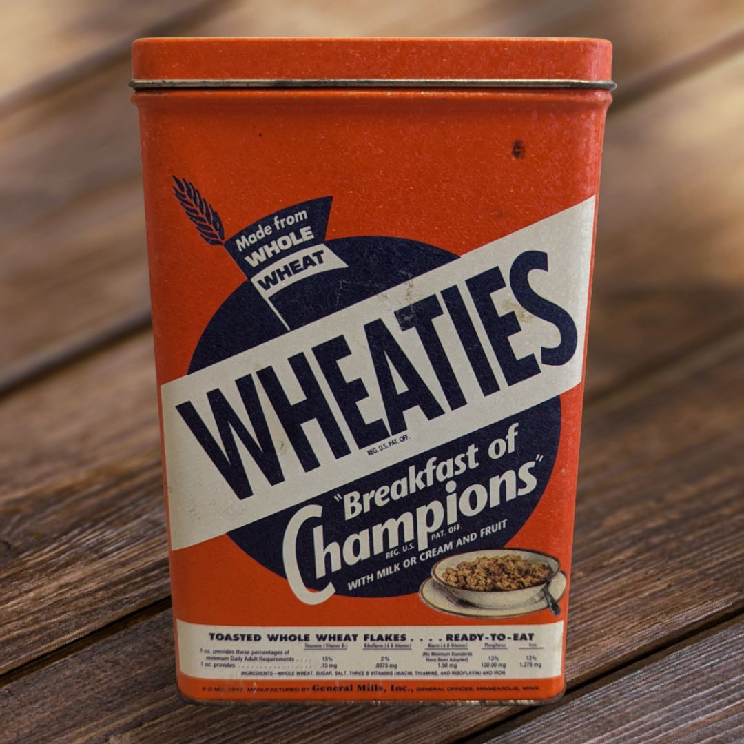 Vintage 90s WHEATIES Breakfast of Champions General Mills Cereal Tin Canister