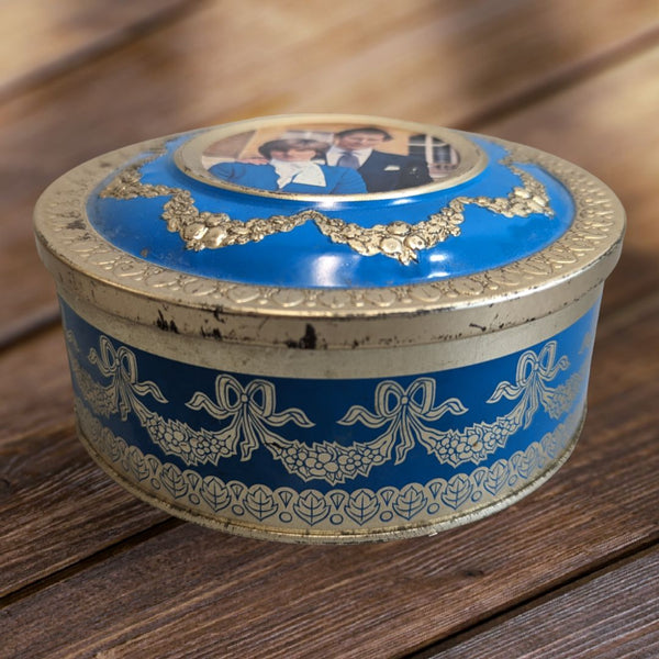 Vintage Biscuit Tin Meltis Bedford England Metal Prince Charles & Lady Diana