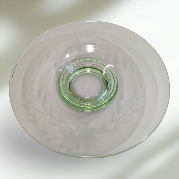 Uranium Glass Etched Bowl