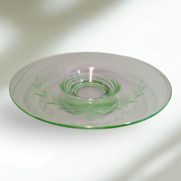 Uranium Glass Etched Bowl