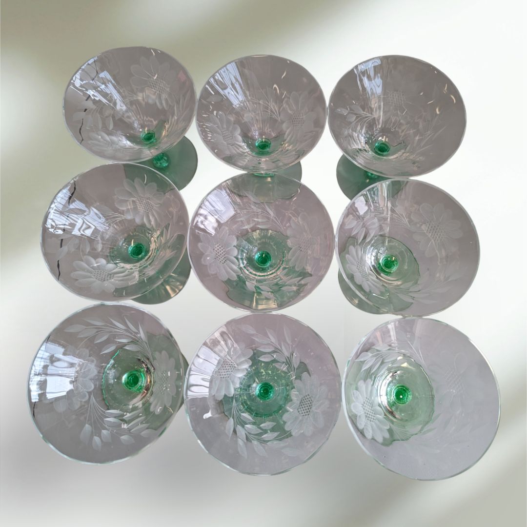 Uranium Glass Etched Glassware